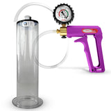Maxi Purple Handle Clear Hose | Penis Pump + Protected Gauge | 9" x 2.25" Wide Flange Cylinder