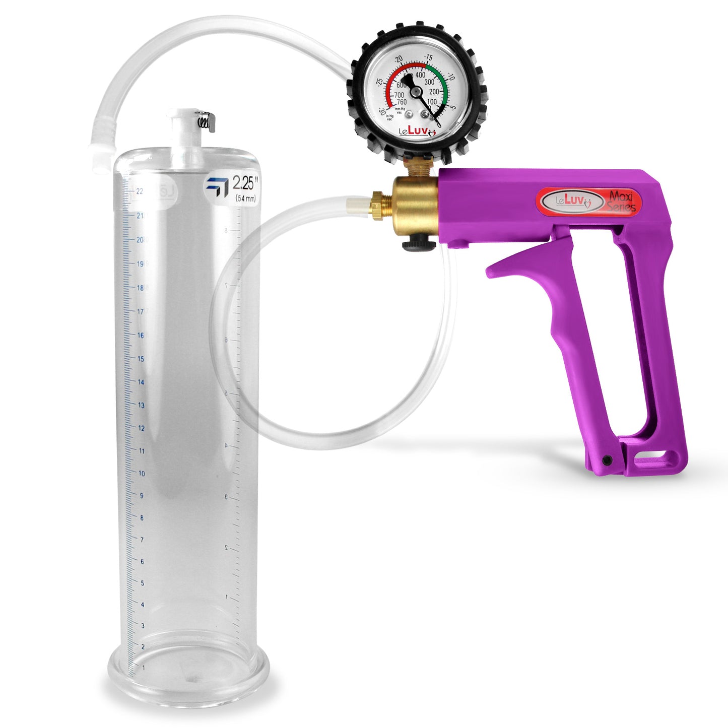 Maxi Purple Handle Clear Hose | Penis Pump + Protected Gauge | 9" x 2.25"