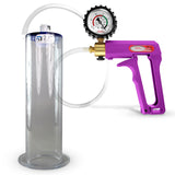 Maxi Purple Handle Clear Hose | Penis Pump + Protected Gauge | 9" x 2.50" Wide Flange Cylinder