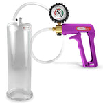 Maxi Purple Handle Clear Hose | Penis Pump + Protected Gauge | 9" x 2.875"