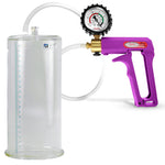 Maxi Purple Handle Clear Hose | Penis Pump + Protected Gauge | 9" x 4.10" Cylinder