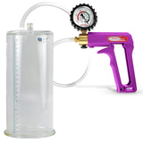 Maxi Purple Handle Clear Hose | Penis Pump + Protected Gauge | 9" x 4.10" Cylinder