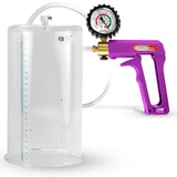 Maxi Purple Handle Clear Hose | Penis Pump + Protected Gauge | 9" x 5.00" Cylinder