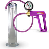 MAXI Purple Penis Pump with Premium Hose with Gauge & Cover 12" Length x 2.50" Diameter Wide Flange Cylinder