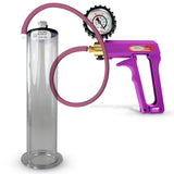 MAXI Purple Penis Pump with Premium Hose with Gauge & Cover 9" Length x 2.125" Diameter Wide Flange Cylinder
