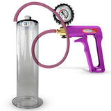 MAXI Purple Penis Pump with Premium Hose with Gauge & Cover 9" Length x 2.25" Diameter Wide Flange Cylinder