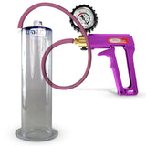 MAXI Purple Penis Pump with Premium Hose with Gauge & Cover 9" Length x 2.50" Diameter Wide Flange Cylinder