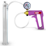 Maxi Purple Handle Clear Hose | Penis Pump + Gauge | 12" x 1.35" Cylinder