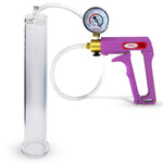 Maxi Purple Handle Clear Hose | Penis Pump + Gauge | 12" x 1.65" Cylinder