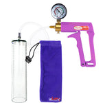Maxi Purple Handle Clear Hose | Penis Pump + Gauge | 12" x 2.9" Thick-Walled Cylinder
