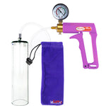Maxi Purple Handle Clear Hose | Penis Pump + Gauge | 12" x 3.1" Thick-Walled Cylinder