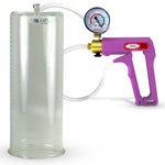 Maxi Purple Handle Clear Hose | Penis Pump + Gauge | 12" x 4.50" Cylinder