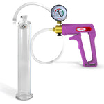 Maxi Purple Handle Clear Hose | Penis Pump + Gauge | 9" x 1.35" Cylinder