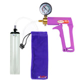 Maxi Purple Handle Clear Hose | Penis Pump + Gauge | 9" x 1.7" Thick-Walled Cylinder