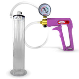 Maxi Purple Handle Clear Hose | Penis Pump + Gauge | 9" x 1.75" Wide Flange Cylinder