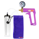 Maxi Purple Handle Clear Hose | Penis Pump + Gauge | 9" x 2.5" Thick-Walled Cylinder