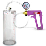 Maxi Purple Handle Clear Hose | Penis Pump + Gauge | 9" x 3.25" Cylinder