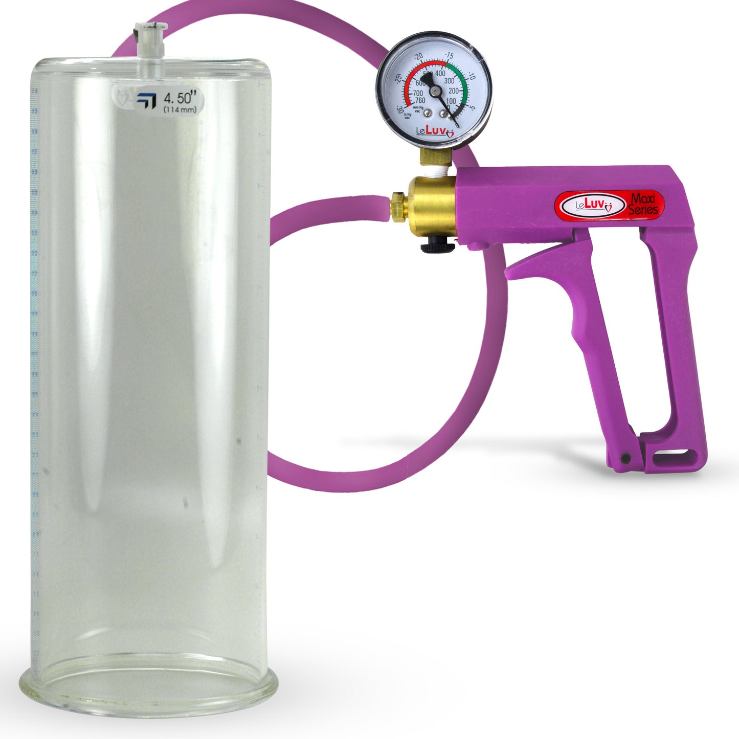 Maxi Purple Penis Pump Premium Hose w/ Gauge with 12" x 4.50" Cylinder