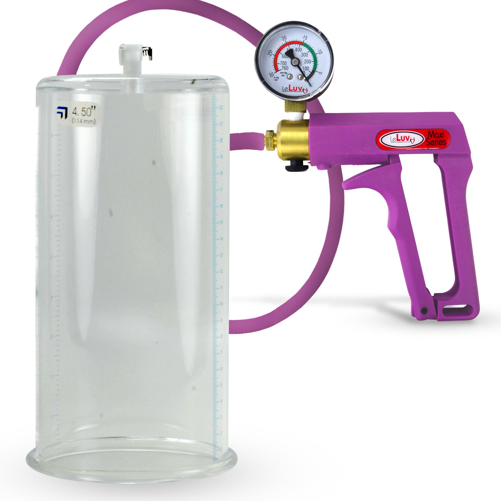 Maxi Purple + Gauge 9" Length Penis Pump Premium Hose with - 4.50" Diameter