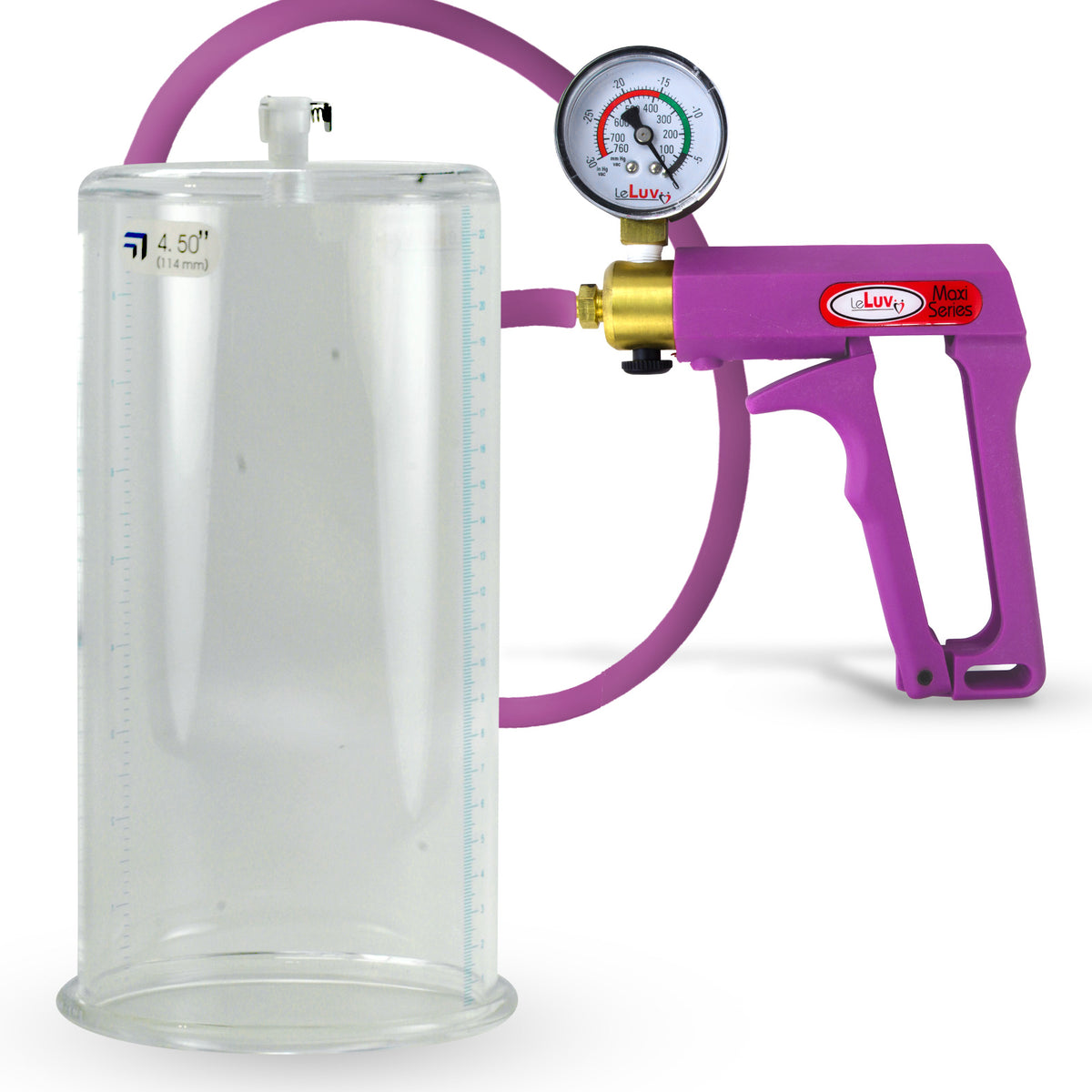 Maxi Purple + Gauge 9" Length Penis Pump Premium Hose with - 4.50" Diameter