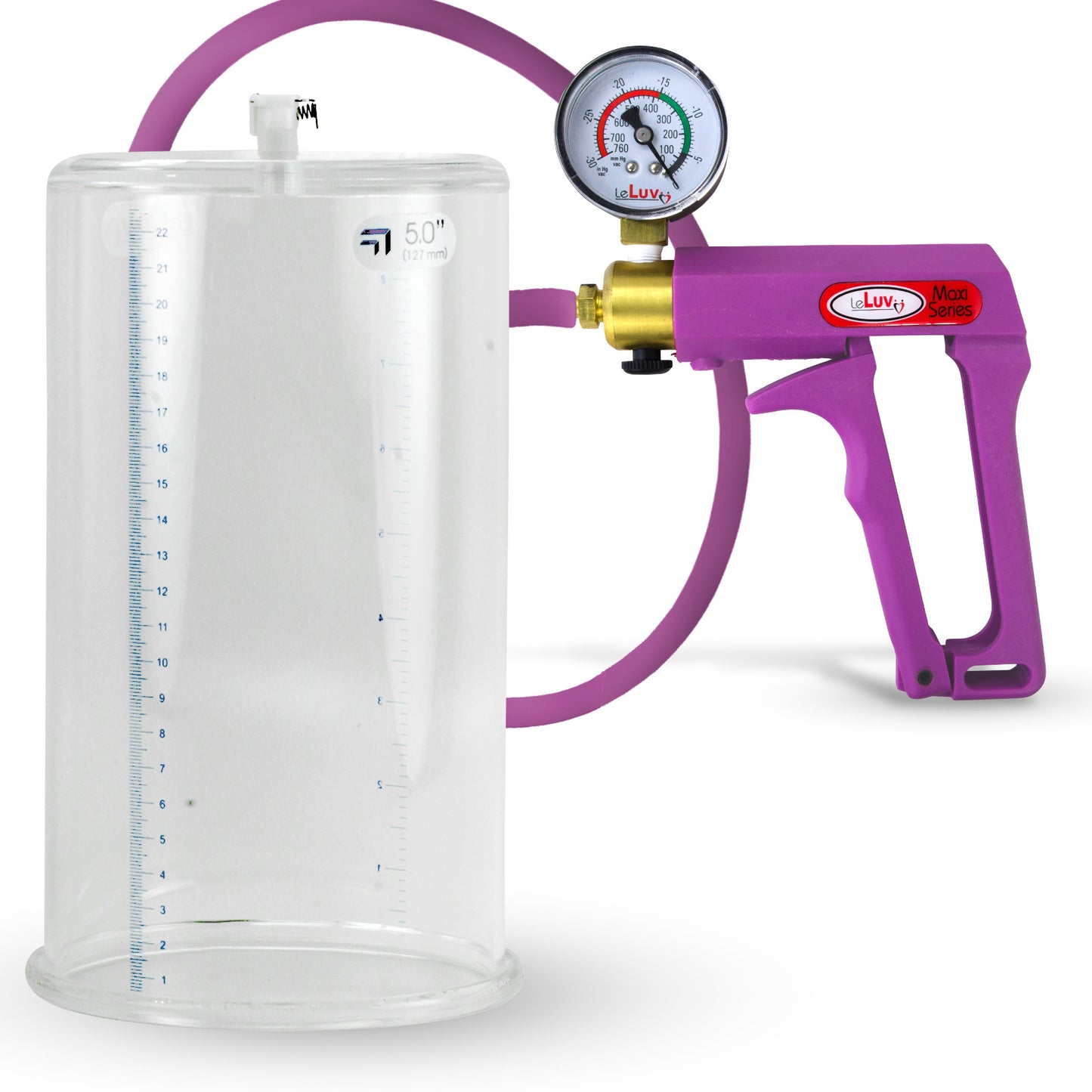 Maxi Purple + Gauge 9" Length Penis Pump Premium Hose with - 5.00" Diameter