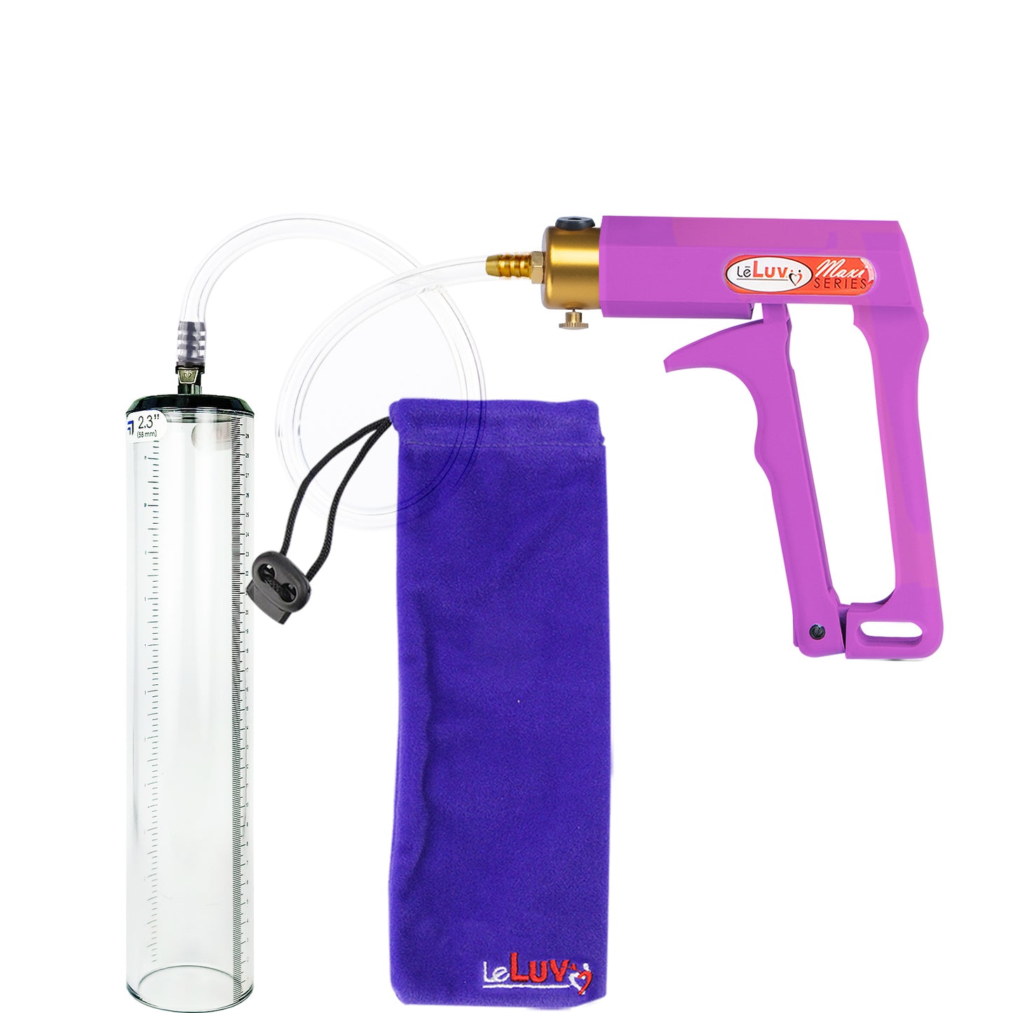 Maxi Purple Handle Clear Hose | Penis Pump - 12" x 2.3" Thick-Walled Cylinder