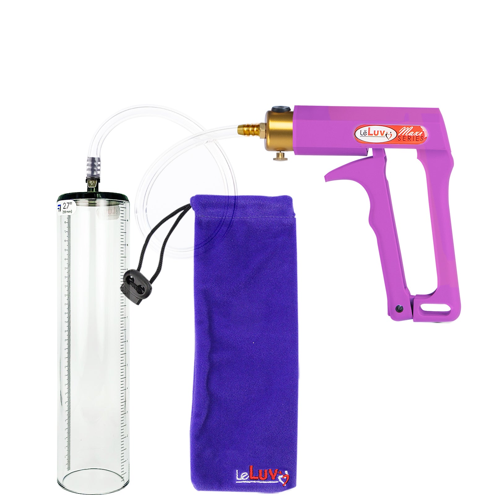 Maxi Purple Handle Clear Hose | Penis Pump - 12" x 2.7" Thick-Walled Cylinder