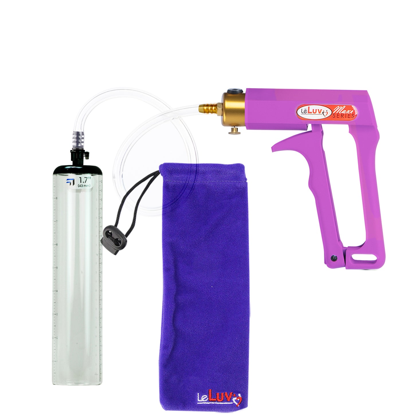 Maxi Purple Handle Clear Hose | Penis Pump - 9" x 1.7" Thick-Walled Cylinder