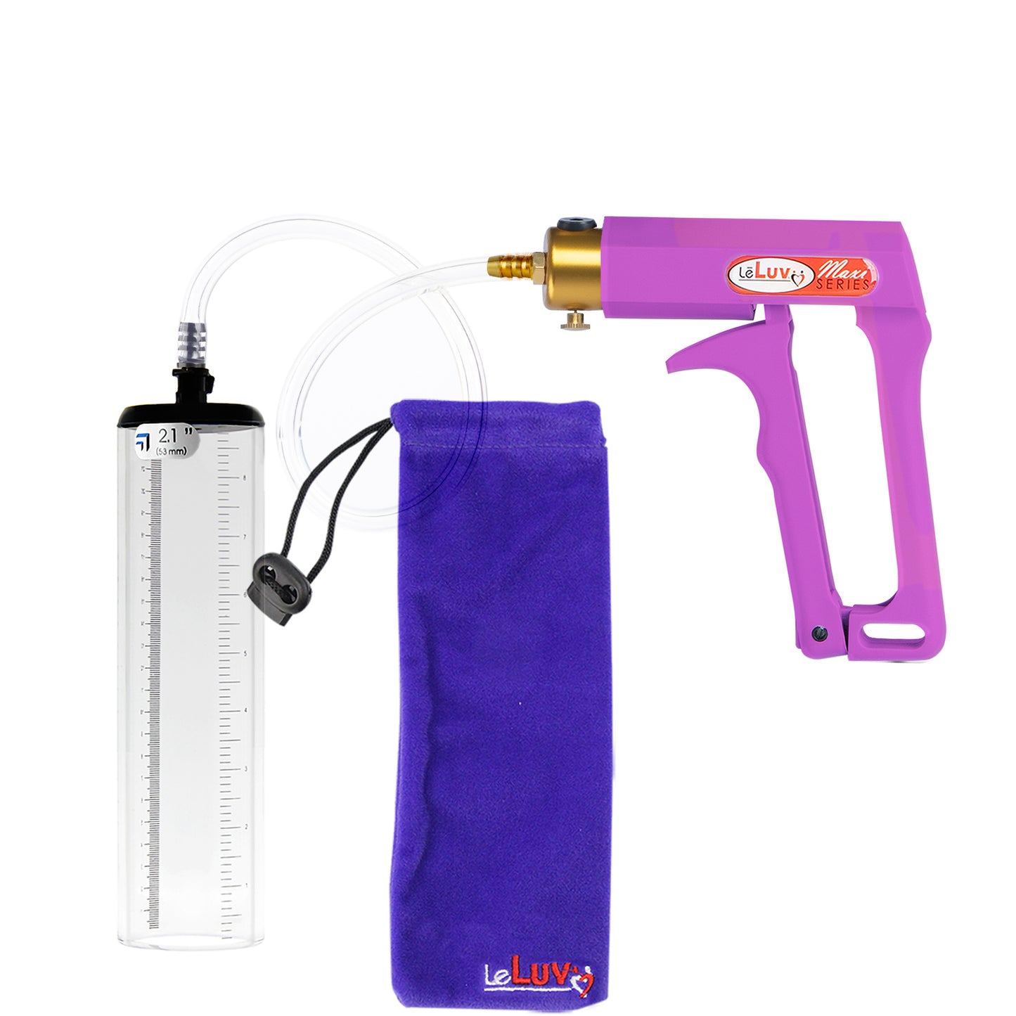 Maxi Purple Handle Clear Hose | Penis Pump - 9" x 2.1" Thick-Walled Cylinder
