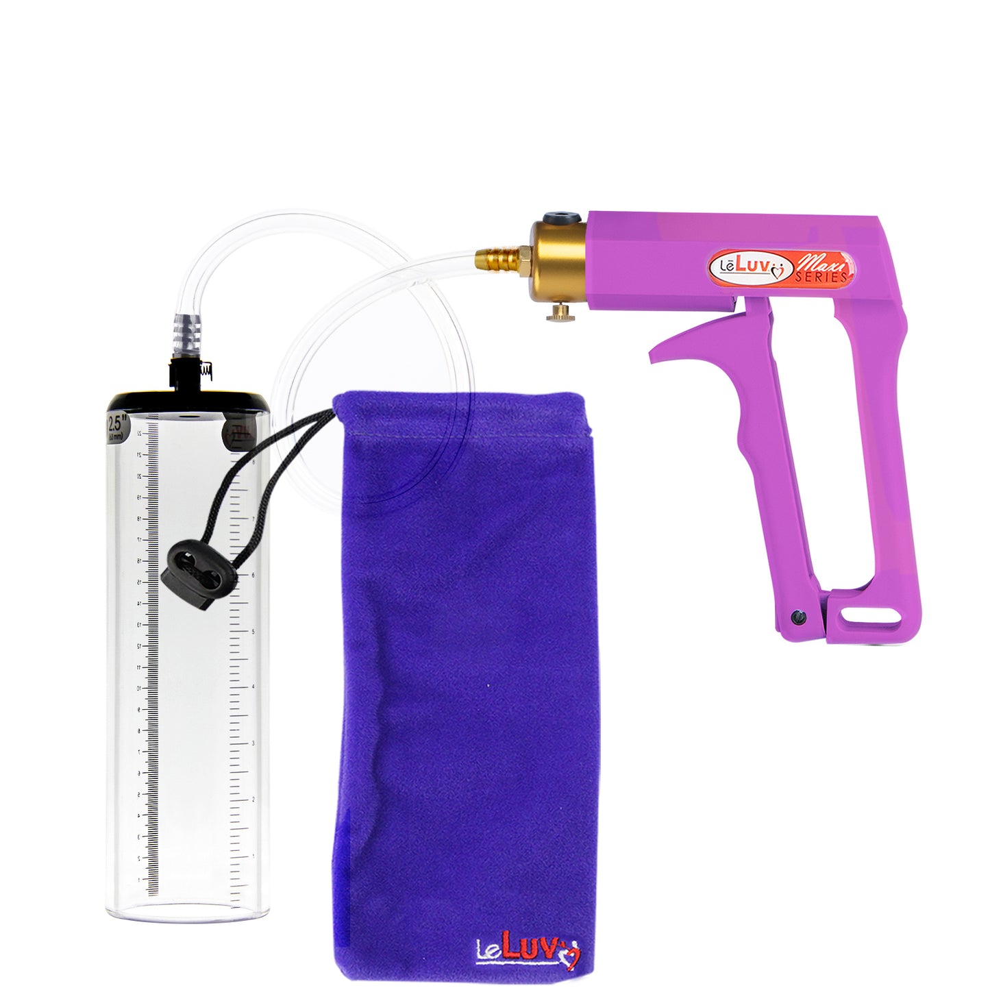 Leluv Maxi Purple Handle Clear Hose | Penis Pump | 9" Thick Flange Cylinder