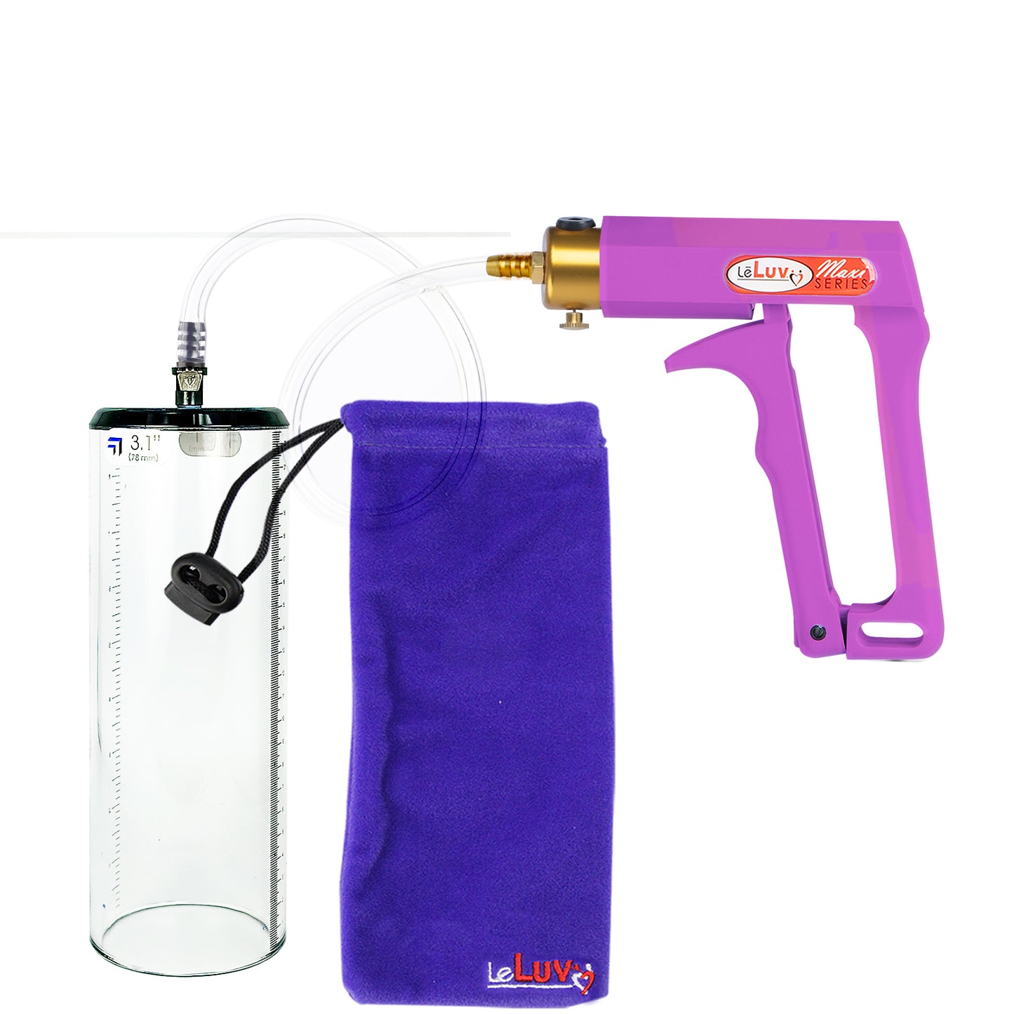 Maxi Purple Handle Clear Hose | Penis Pump - 9" x 3.1" Thick-Walled Cylinder