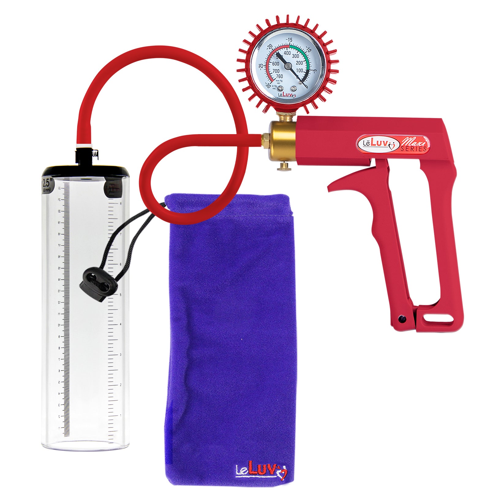 LeLuv Maxi Premium Penis Pump - Silicone Hose, Upgrade with Thick-Walled Cylinder Options