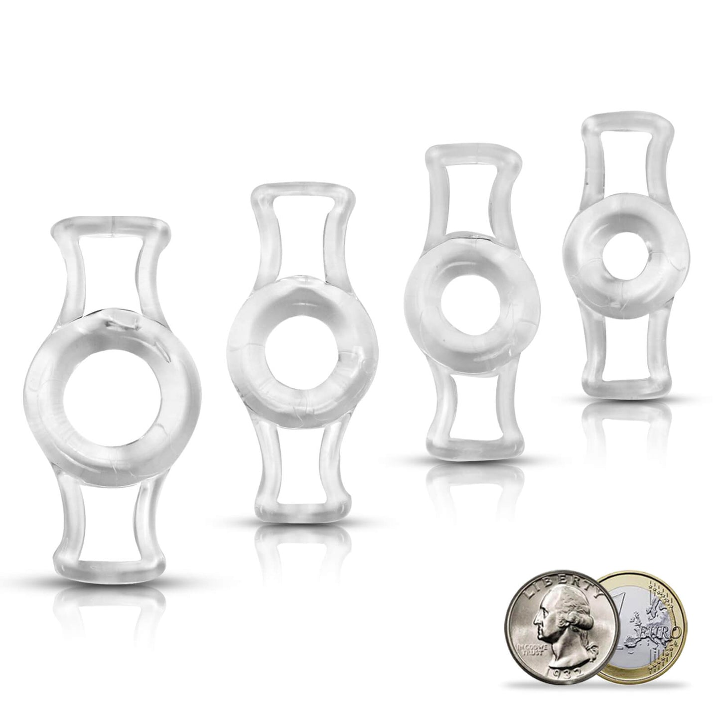 Constriction Rings 4-Pack Clear Stretchy Handles One of Each Size