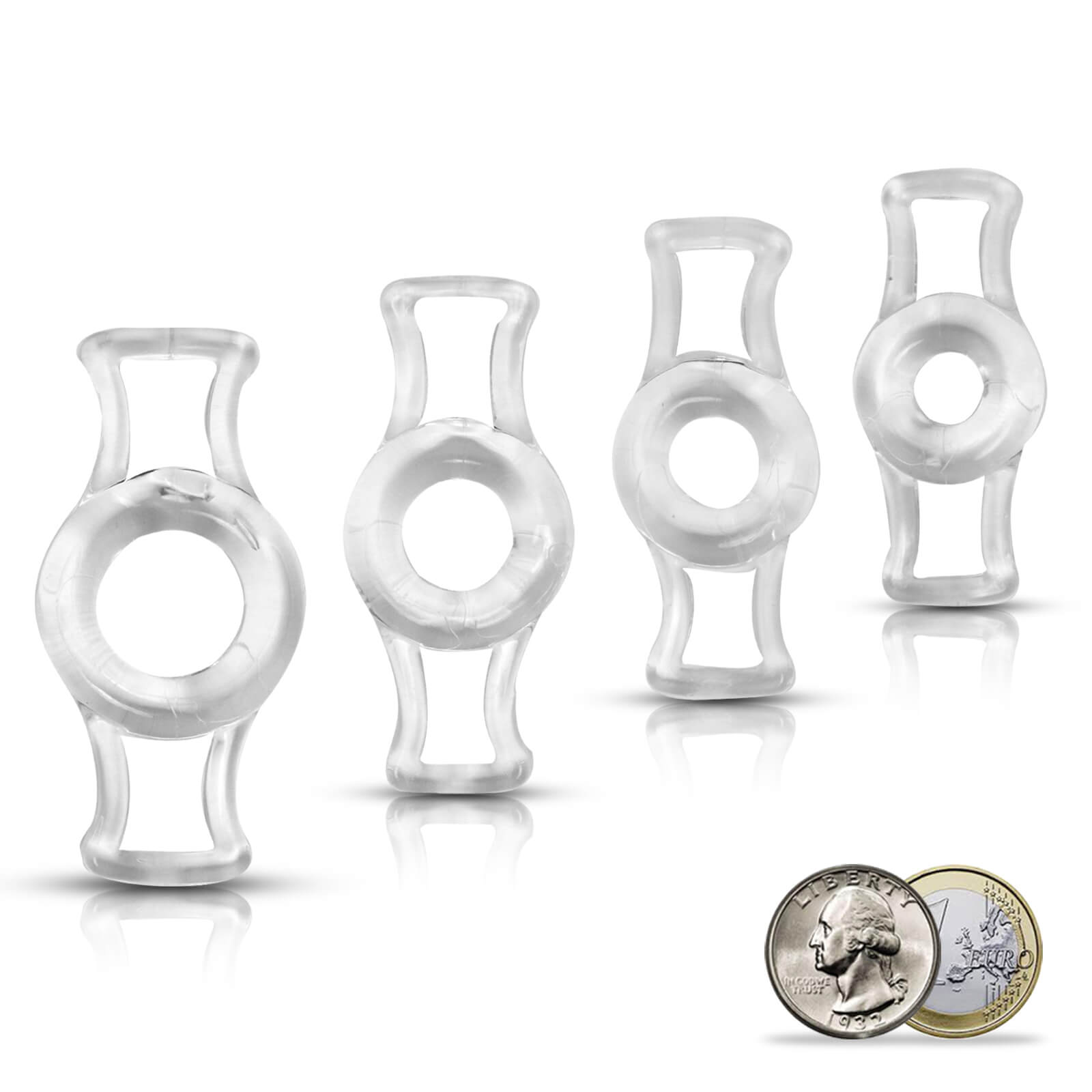 Constriction Rings 4-Pack Clear Stretchy Handles One of Each Size