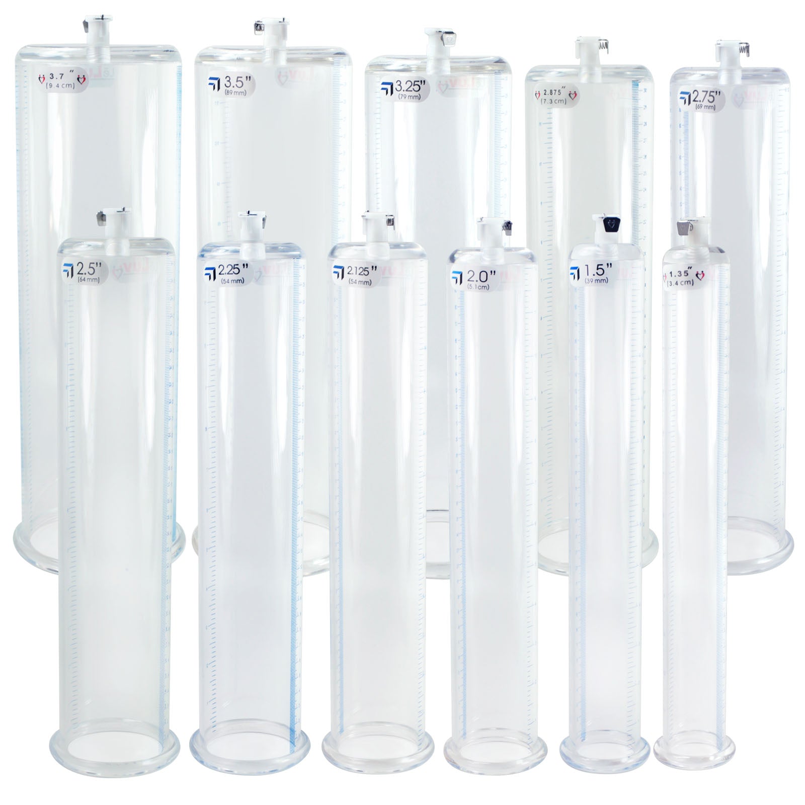 Replacement Penis Pump Cylinder with Round Flange | 9" or 12" Length, 1.35"-5.0" Diameter 