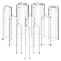 Replacement Penis Pump Cylinder with Round Flange | 9" or 12" Length, 1.35"-5.0" Diameter