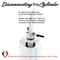 LeLuv® Ultima Penis Pump - Silver Handle with Purple Rubber Grips, Clear Hose - Rounded Flange Cylinder