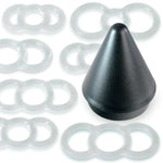 LeLuv EYRO Tension Rings and 2.25" EasyOp Cylinder Loader Cone - Uncoated Silicone Singles or Sampler Packs - .5" Through 1" Diameters