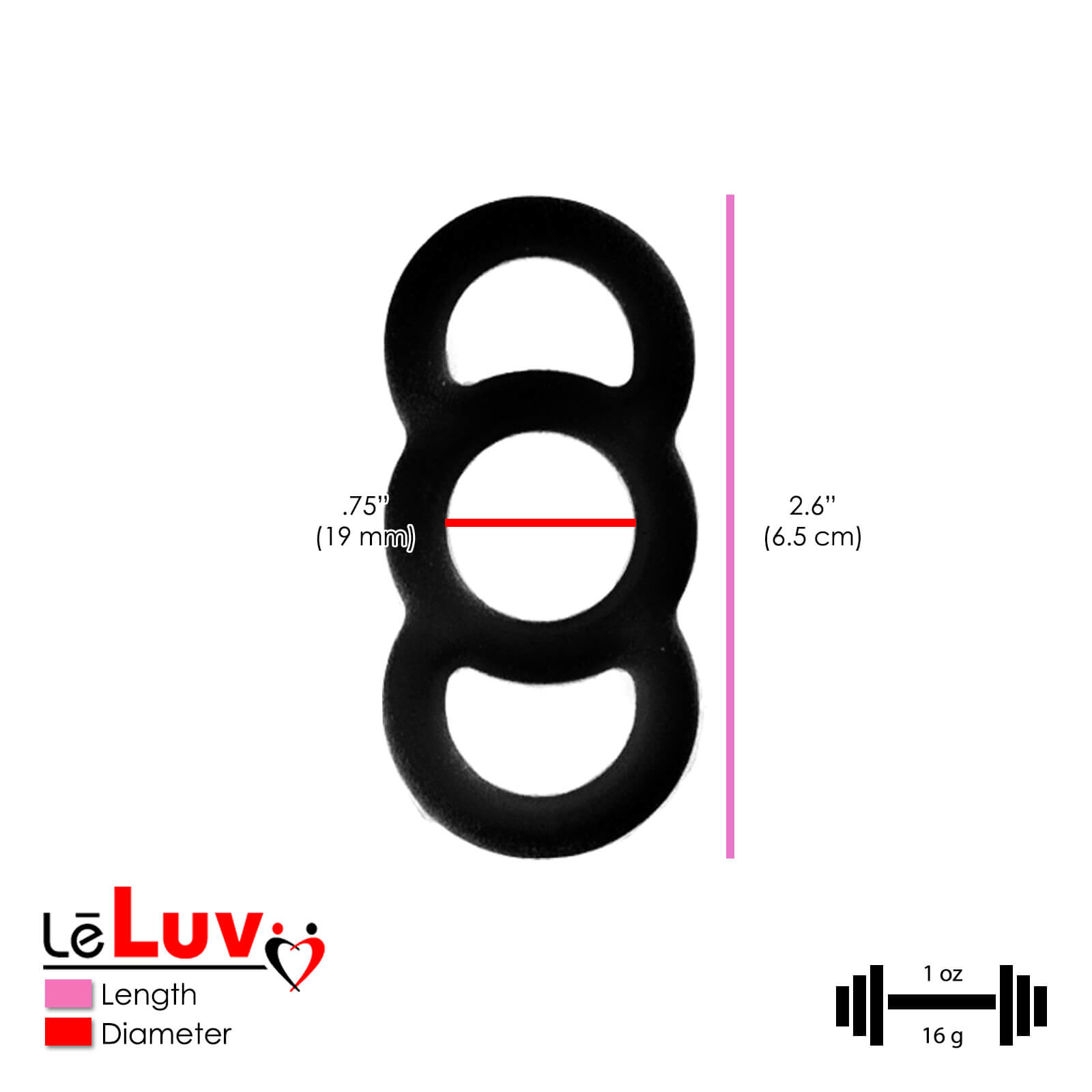 LeLuv EYRO Tension Rings - Uncoated Silicone Singles or Sampler Packs - .5" Through 1" Diameters
