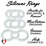 LeLuv EYRO Tension Rings and 2.25" EasyOp Cylinder Loader Cone - Uncoated Silicone Singles or Sampler Packs - .5" Through 1" Diameters