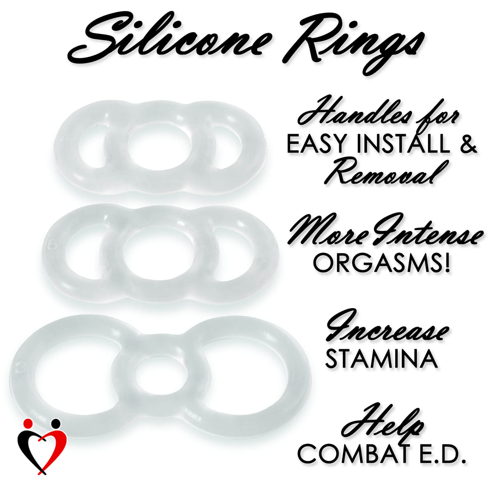 LeLuv EYRO Tension Rings and 2.25" EasyOp Cylinder Loader Cone - Uncoated Silicone Singles or Sampler Packs - .5" Through 1" Diameters