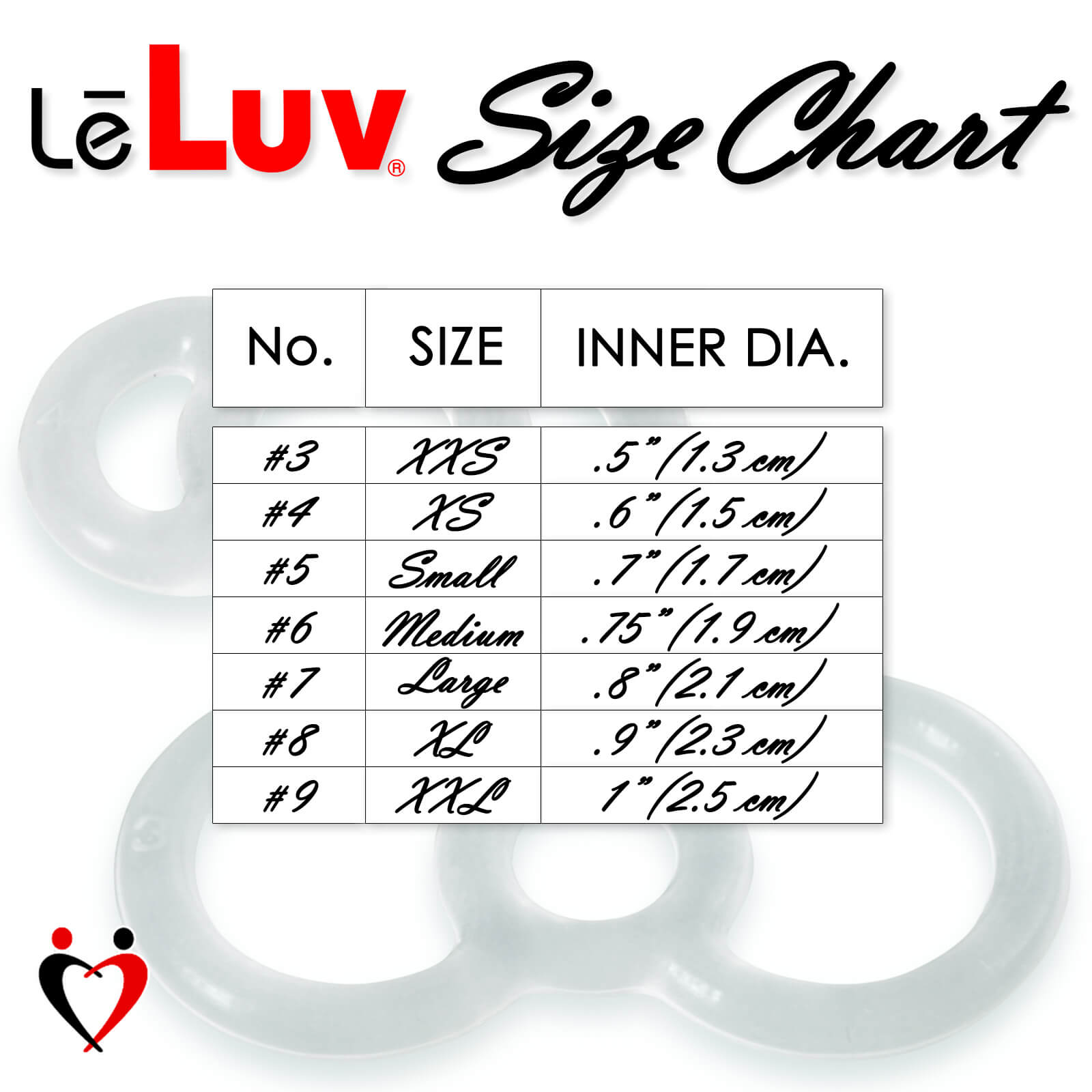 LeLuv EYRO Tension Rings - Uncoated Silicone Singles or Sampler Packs - .5" Through 1" Diameters