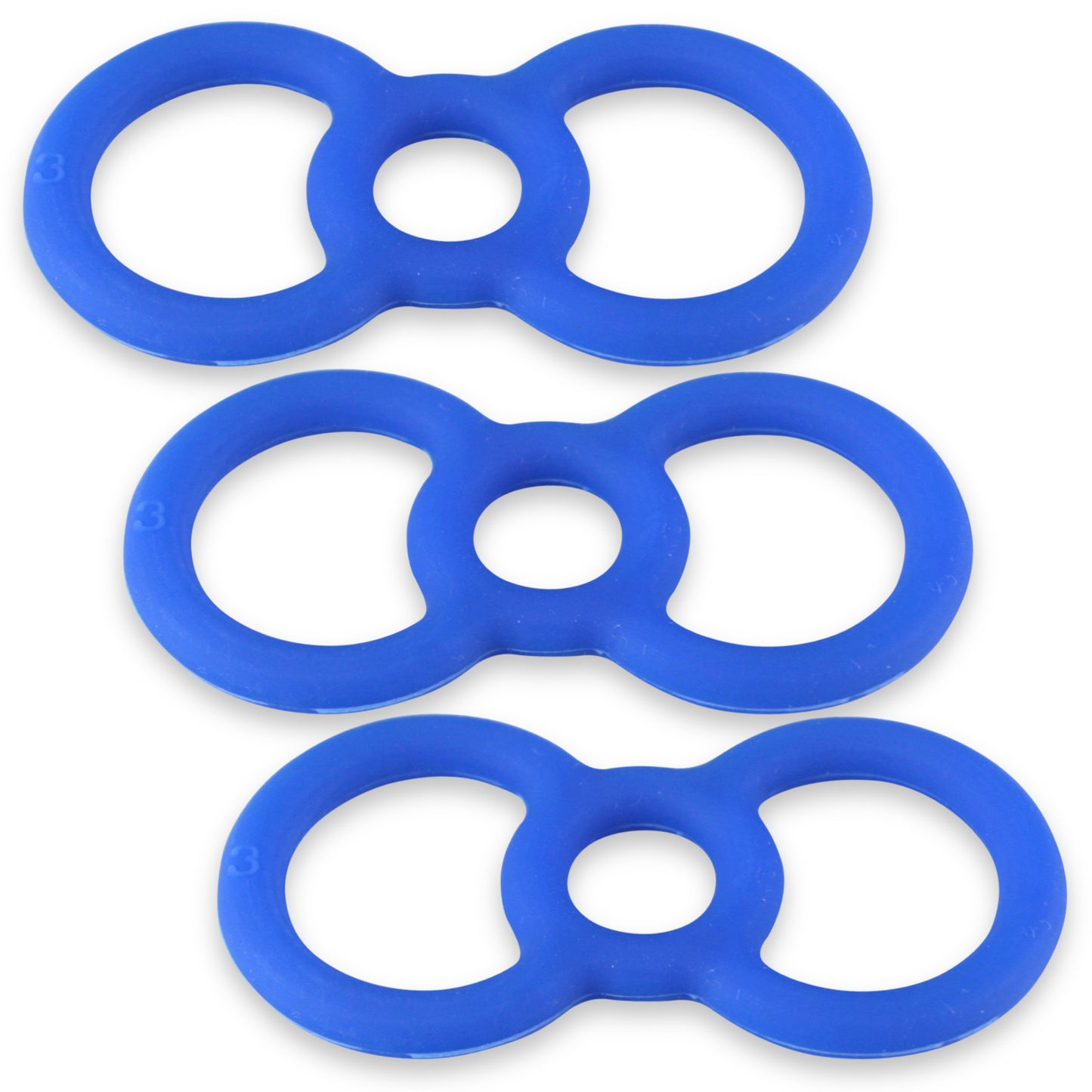 Coated Blue Slippery Silicone Premium Loop Handle Tension Rings - .5" x3