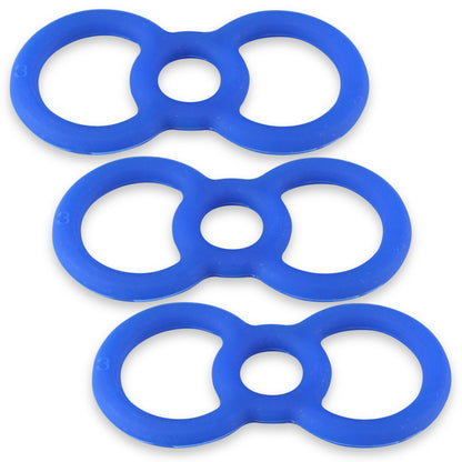 Coated Blue Slippery Silicone Premium Loop Handle Tension Rings - .5" x3