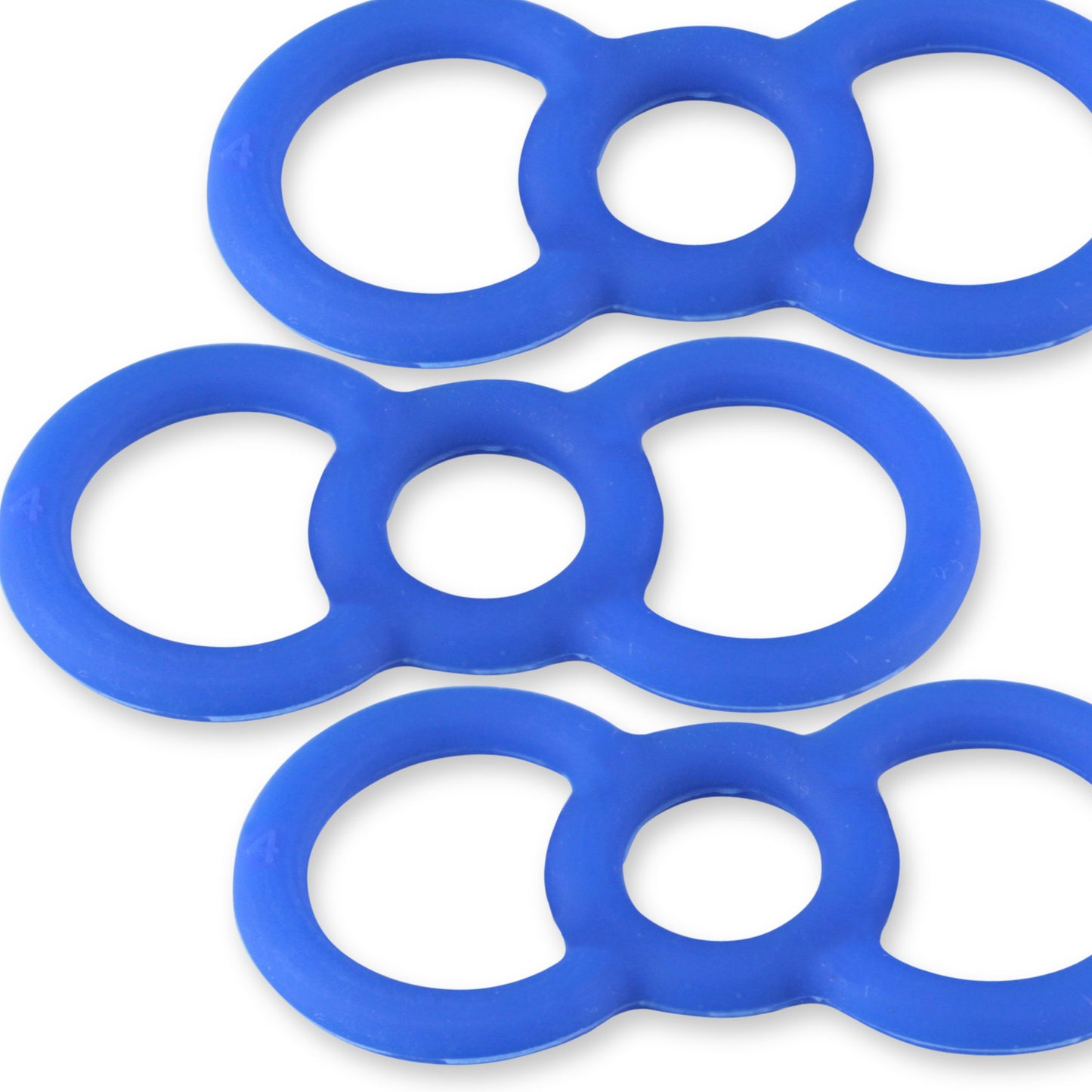 Coated Blue Slippery Silicone Premium Loop Handle Tension Rings - .6" x3