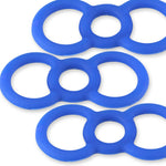 Coated Blue Slippery Silicone Premium Loop Handle Tension Rings - .6" x3