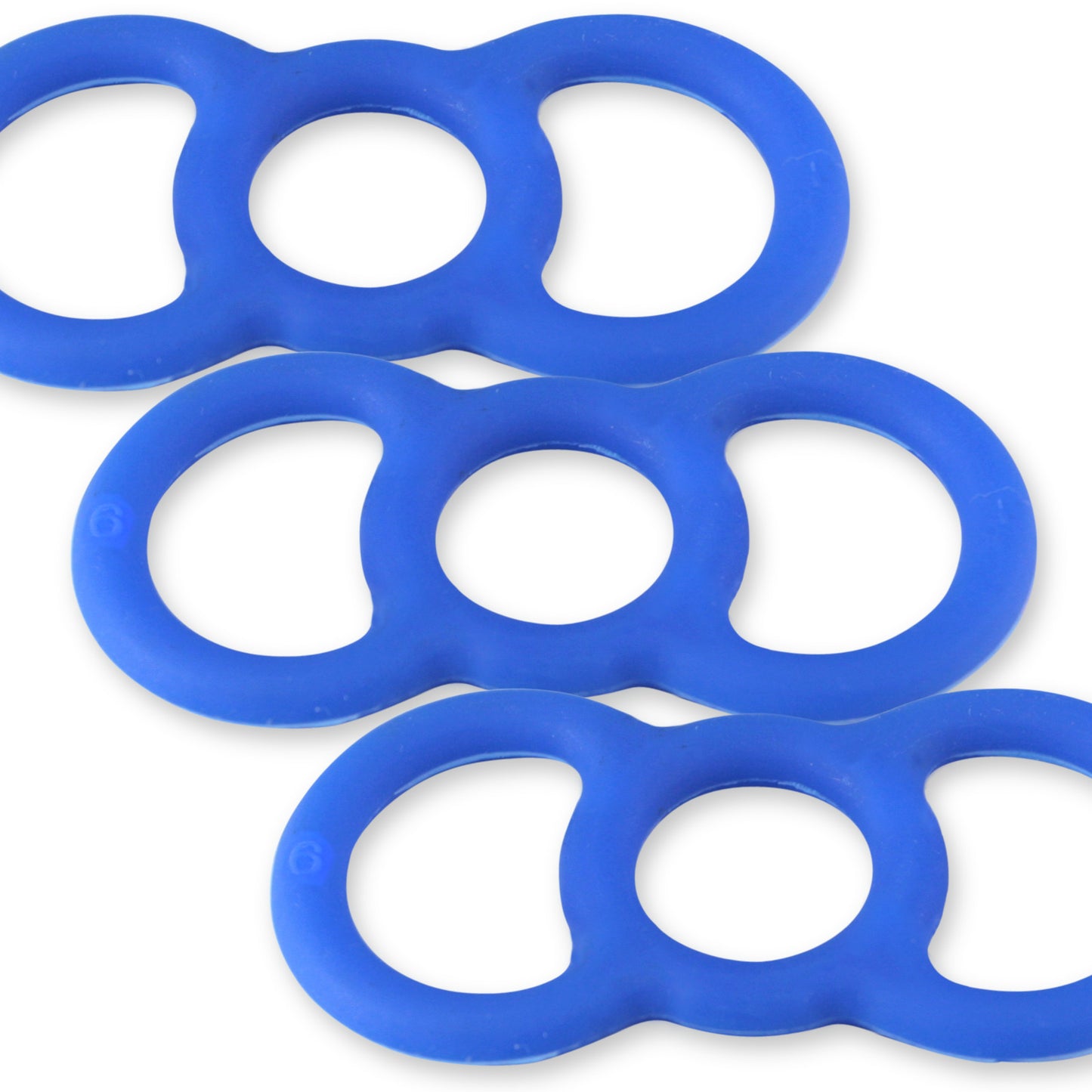 Coated Blue Slippery Silicone Premium Loop Handle Tension Rings - .75" x3