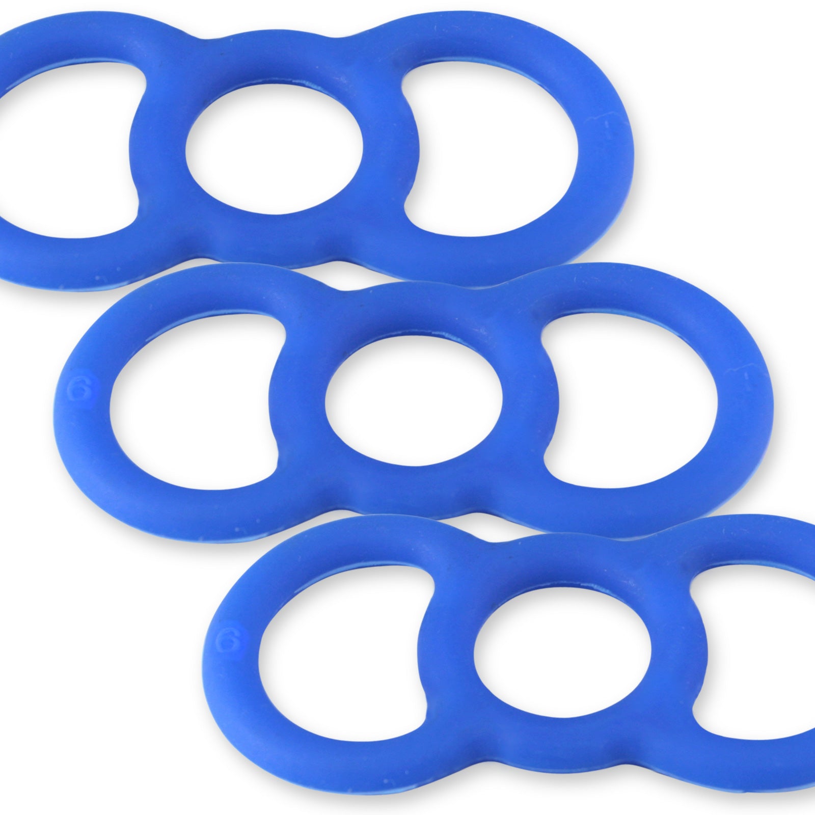 Coated Blue Slippery Silicone Premium Loop Handle Tension Rings - .75" x3