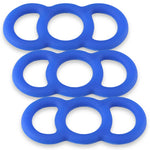 Coated Blue Slippery Silicone Premium Loop Handle Tension Rings - .8" x3
