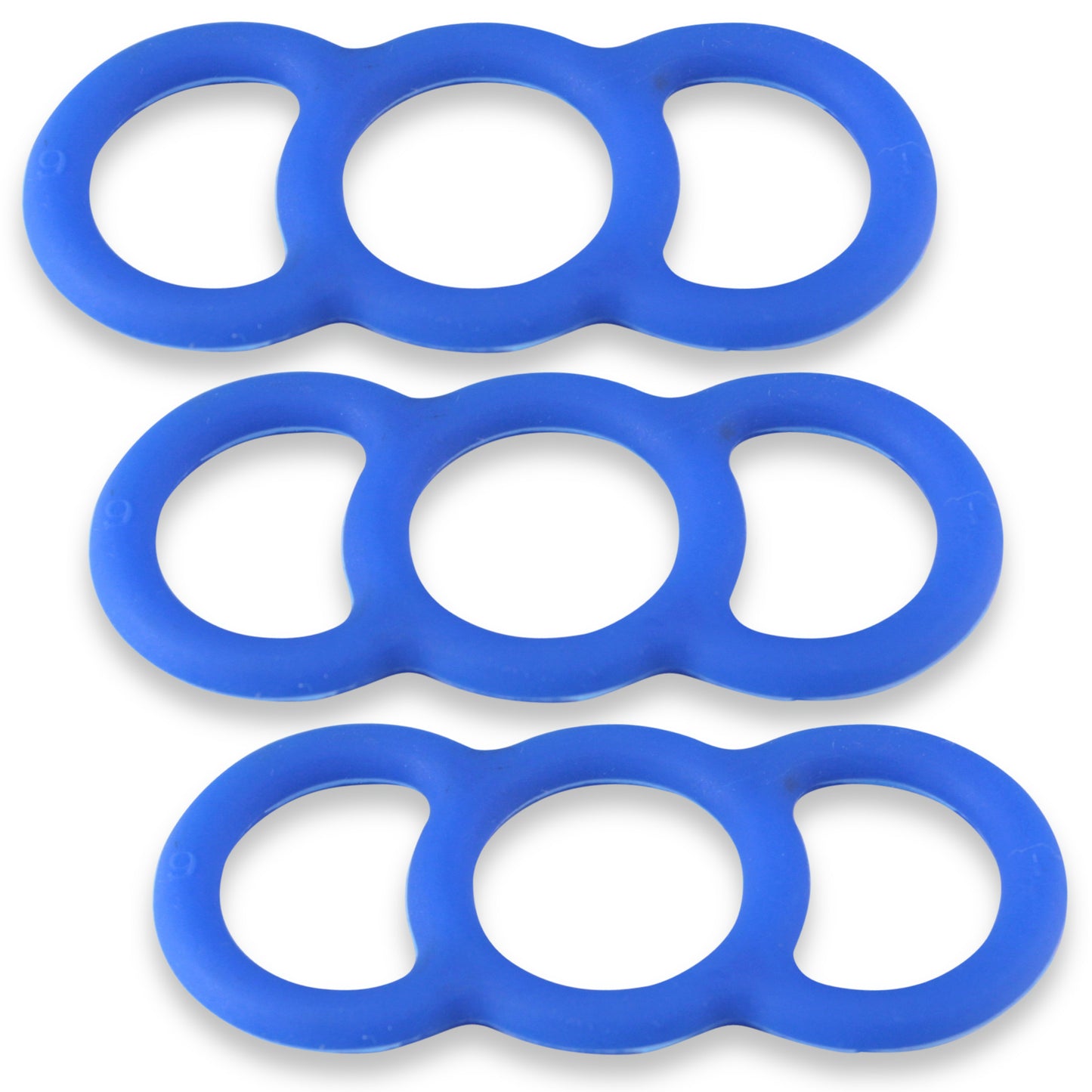 Coated Blue Slippery Silicone Premium Loop Handle Tension Rings - 1" x3